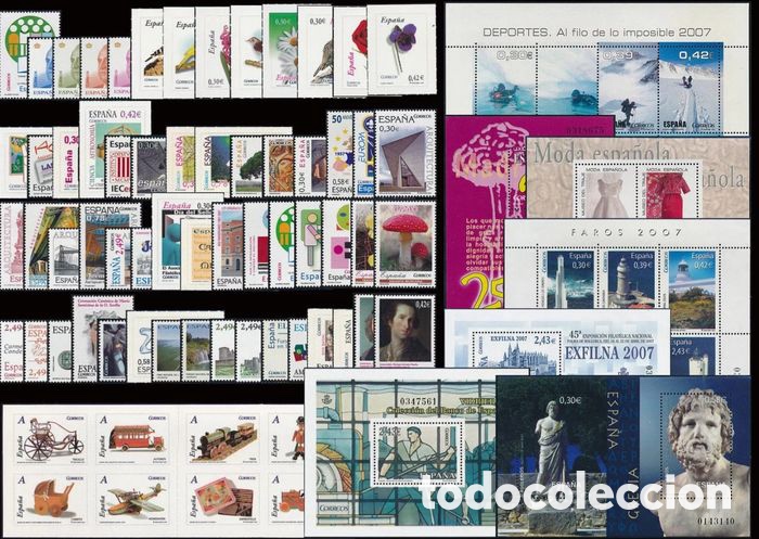 Sellos: SELLOS ESPA&Ntilde;A A&Ntilde;O 2007 COMPLETO NUEVO. DESCUENTO FACIAL