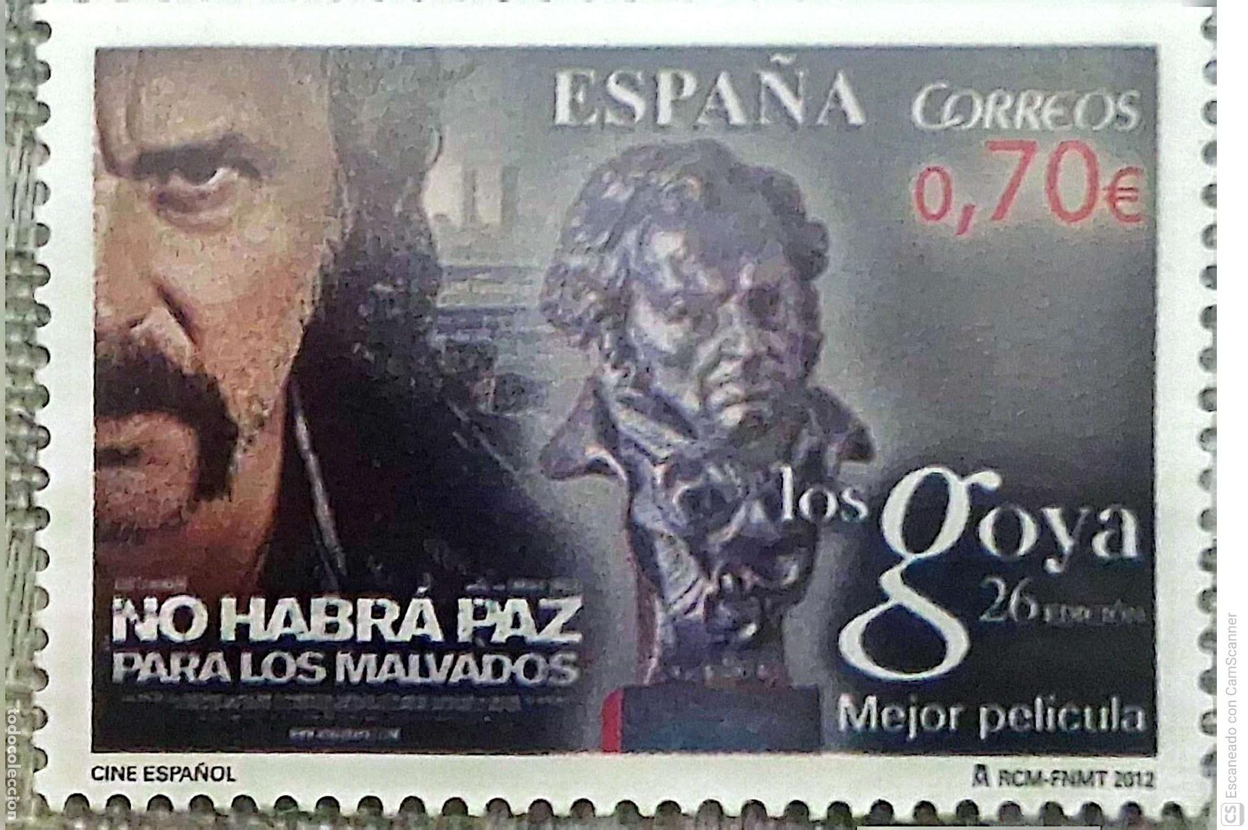 Sellos: Espa&ntilde;a. 4722 Cine Espa&ntilde;ol: Premio Goya: No habr&aacute; paz para los malvados. 2012. Sellos nuevos y numera