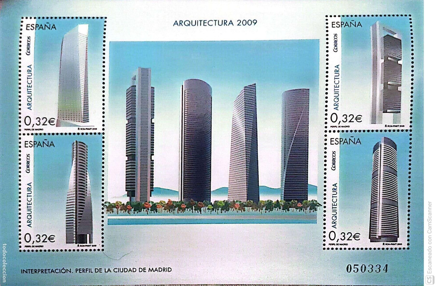 Sellos: Espa&ntilde;a. 4507 HB Arquitectura: Torres Paseo Castellana (Madrid). 2009 Sellos nuevos y numeraci&oacute;n Edif