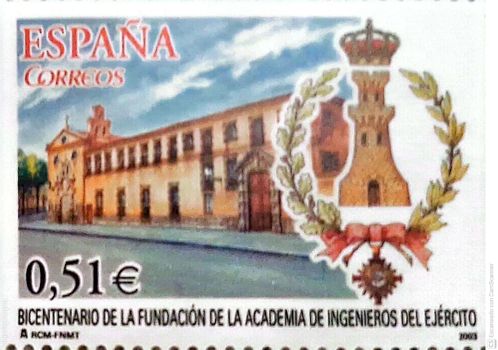 Sellos: Espa&ntilde;a. 4019 Academia Ingenieros Ej&eacute;rcito. 2003. Sellos nuevos y numeraci&oacute;n Edifil.