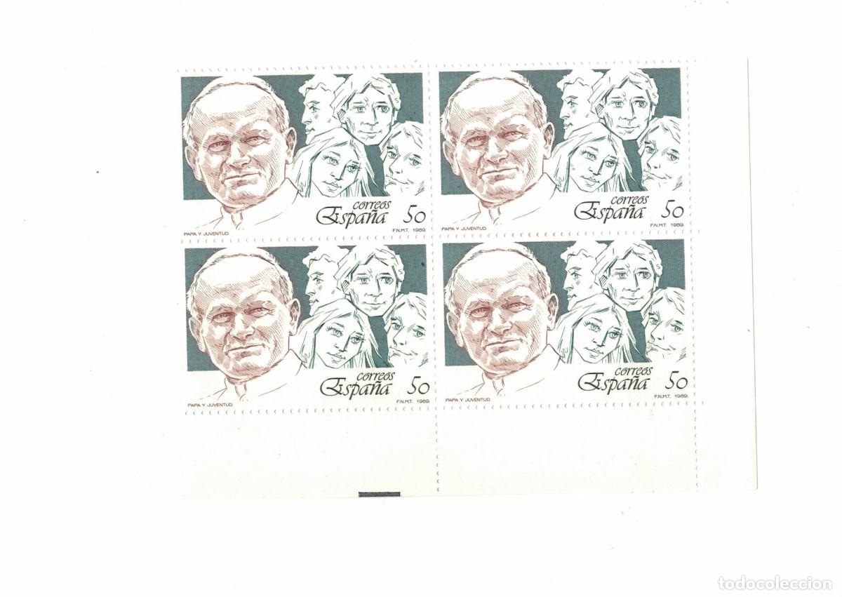 Francobolli: Bloque de 4 sellos Espa&ntilde;a 1982 &ldquo;Papa y Juventud&rdquo; &ndash; Juan Pablo II &ndash; FNMT &ndash; 50 ptas &ndash;