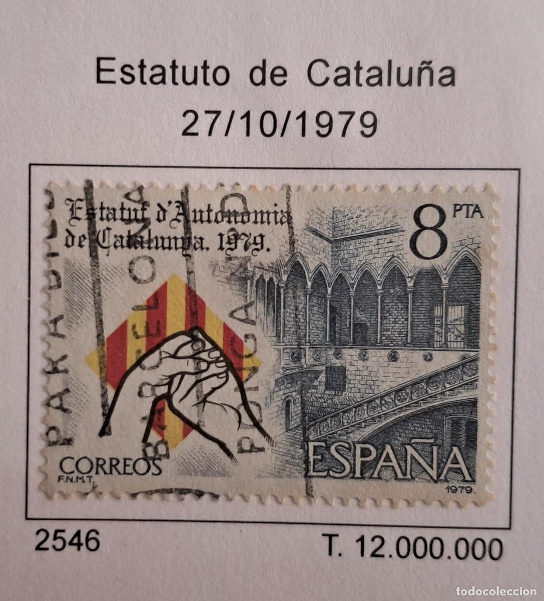 Sellos: sello de Espa&ntilde;a usado, estatuto de Catalu&ntilde;a, edifil 2546. a&ntilde;o 1979.