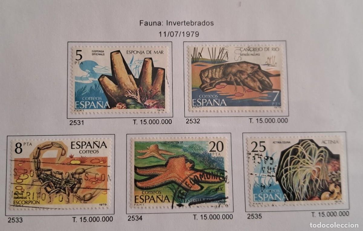 Sellos: serie completa sellos usados, fauna, invertebrados, edifil 2531-2535, a&ntilde;o 1979.
