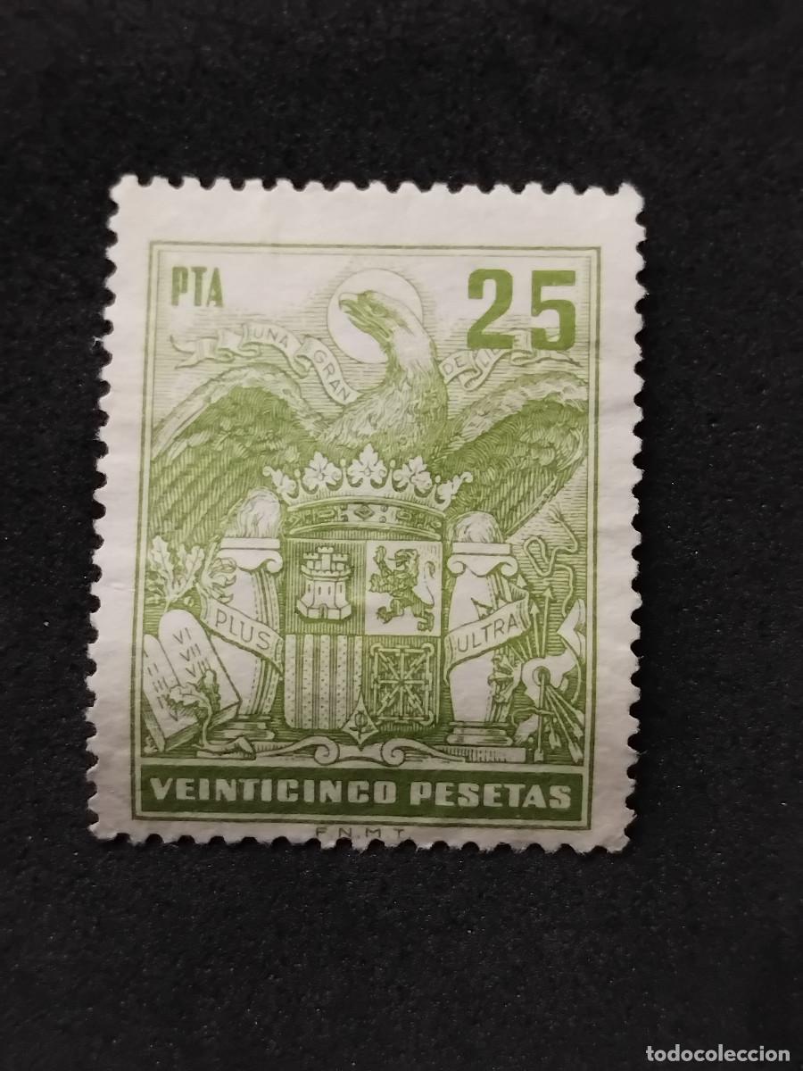 Sellos: POLIZA 25 PTA VERDE AMARILLO NUEVA - tama&ntilde;o 27 x 34