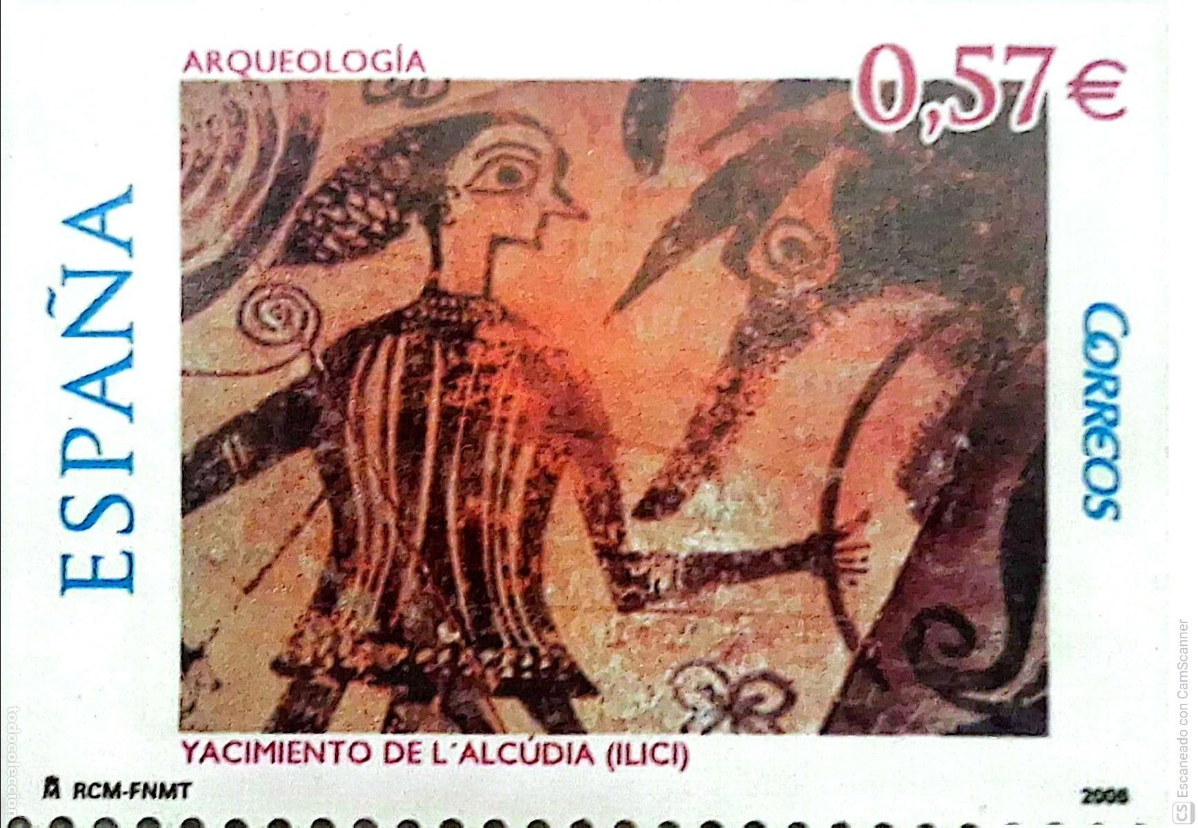 Sellos: Espa&ntilde;a. 4251 Arqueolog&iacute;a: Fragmento de un vaso cer&aacute;mico del yacimiento de La Alcudia, Elche (Alican