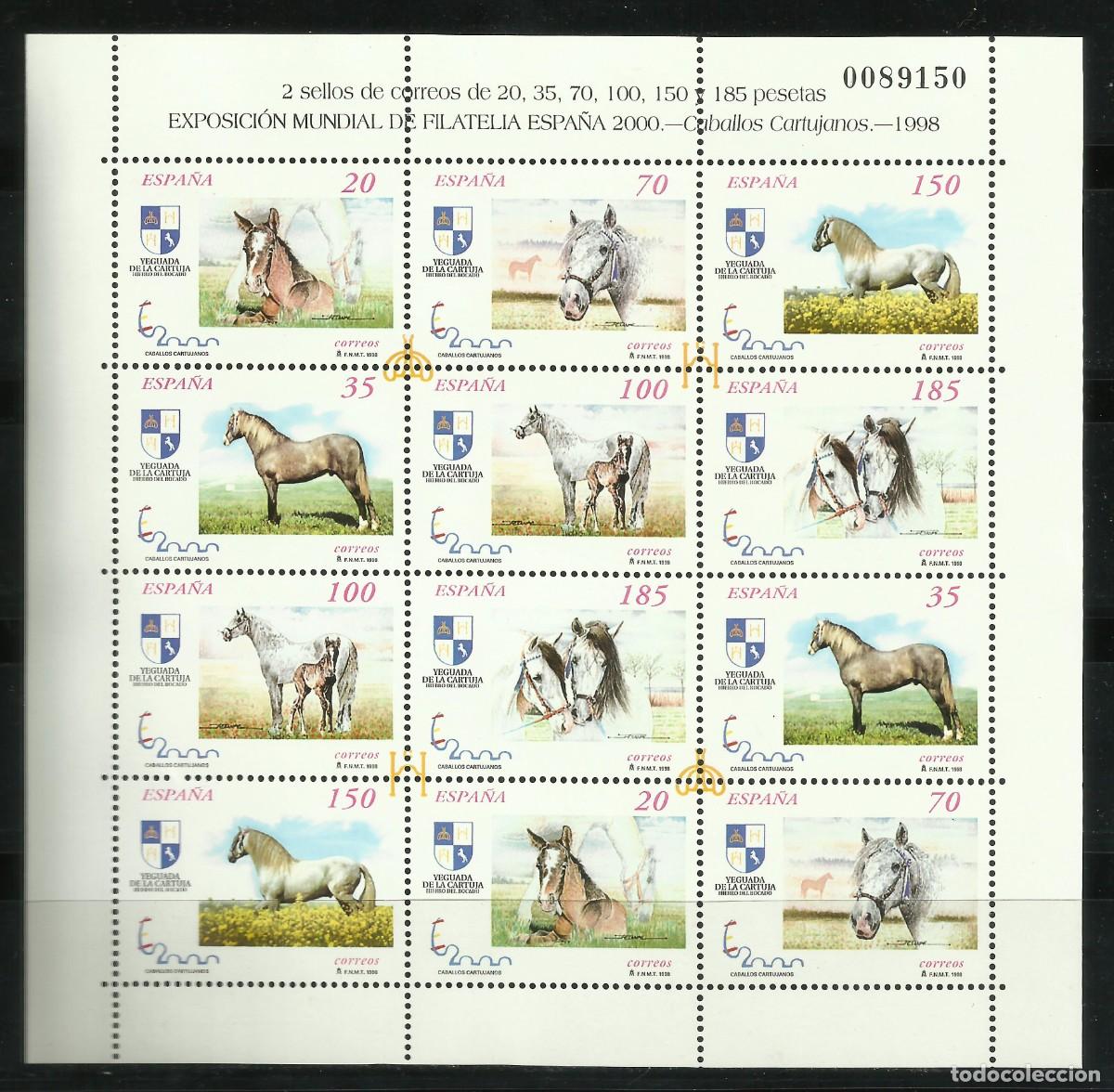 Sellos: HOJAS DE LOS CABALLOS CARTUJANOS DE 1.998