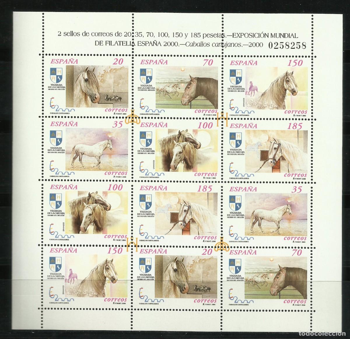 Sellos: HOJAS DE LOS CABALLOS CARTUJANOS DE 2.000
