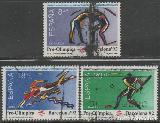 Sellos: EDIFIL 3076/8, JUEGOS OLIMPICOS DE BARELONA'92, V SERIE PREOLIMPICA, USADO, SERIE COMPLETA