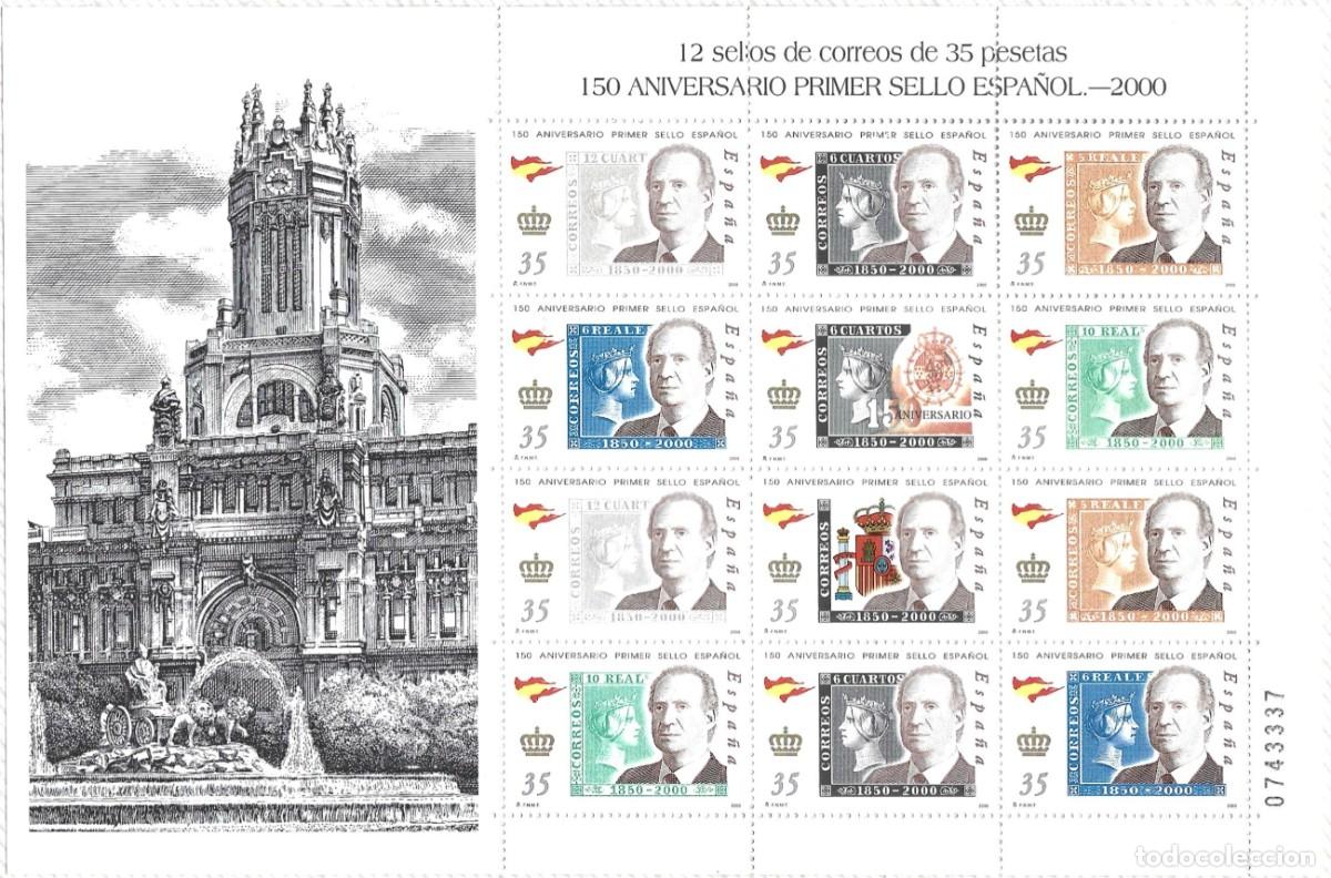 Sellos: ESPA&Ntilde;A - 2000 - 150. ANIVERSARIO DE PRIMER SELLO ESPA&Ntilde;OL - MINIPLIEGO DE JUAN CARLOS I.