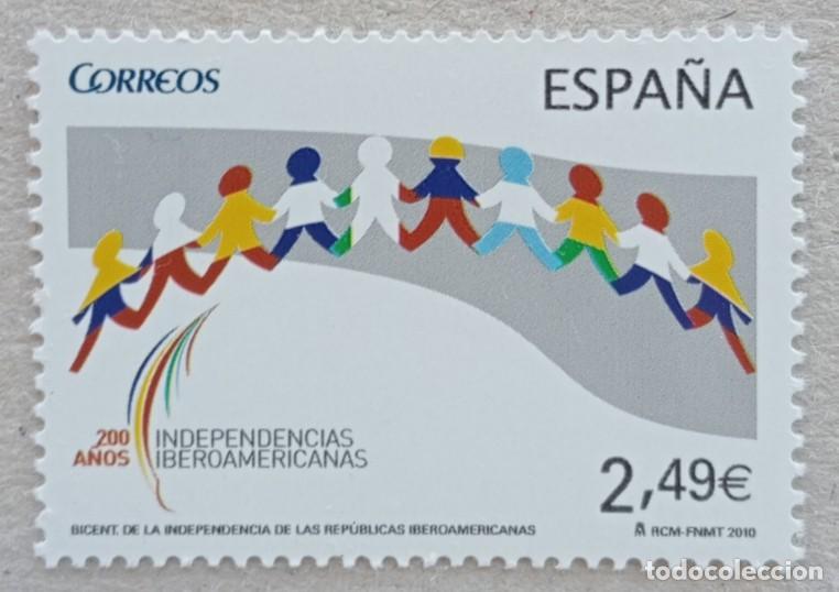 Sellos: 2010. ESPA&Ntilde;A. 4555. Bicent. independencia de las rep&uacute;blicas iberoamericanas. Serie completa. Nuevo.