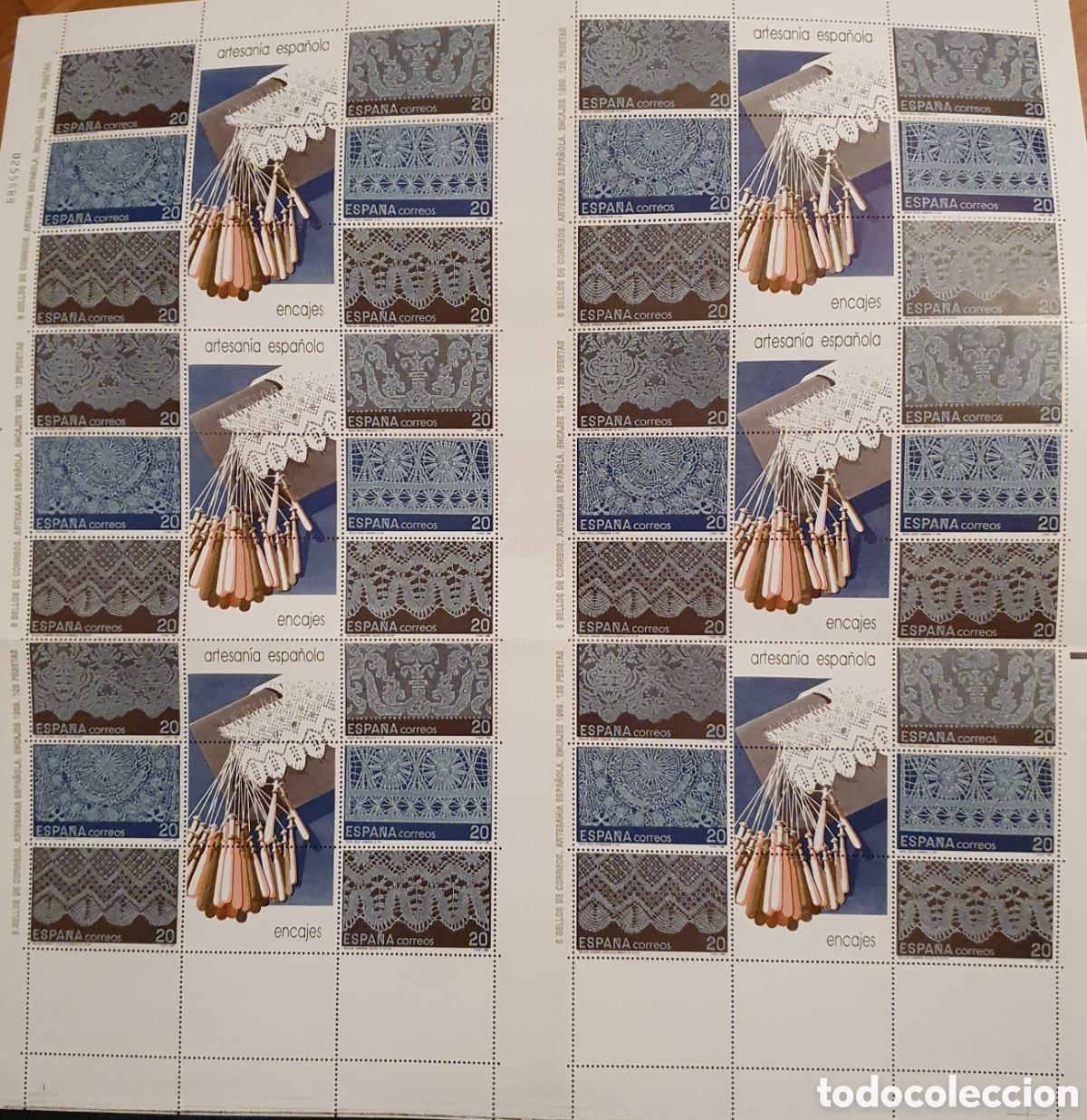 Sellos: ENORME PLIEGO. Edifil 3016 a 3021 x 6. A&ntilde;o 1989 Artesan&iacute;a espa&ntilde;ola