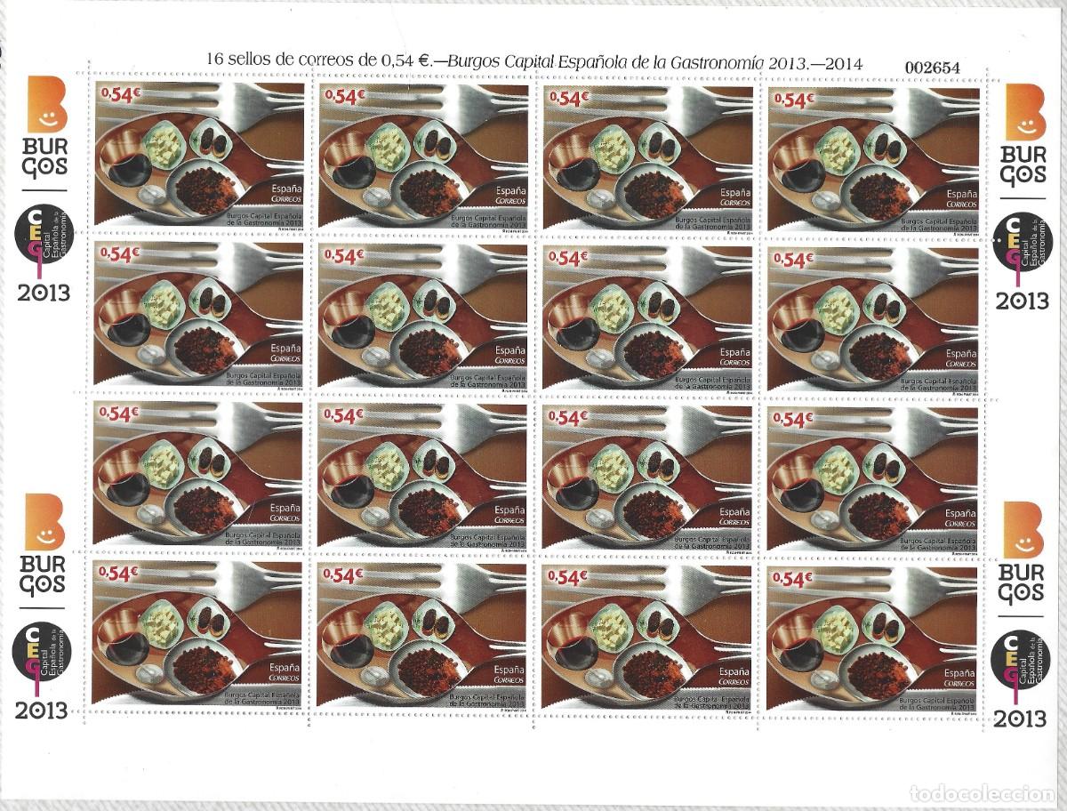 Sellos: ESPA&Ntilde;A - 2014 - BURGOS CAPITAL ESPA&Ntilde;OLA DE LA GASTRONOMIA 2013 - PLIEGO DE 16 SELLOS - MNH