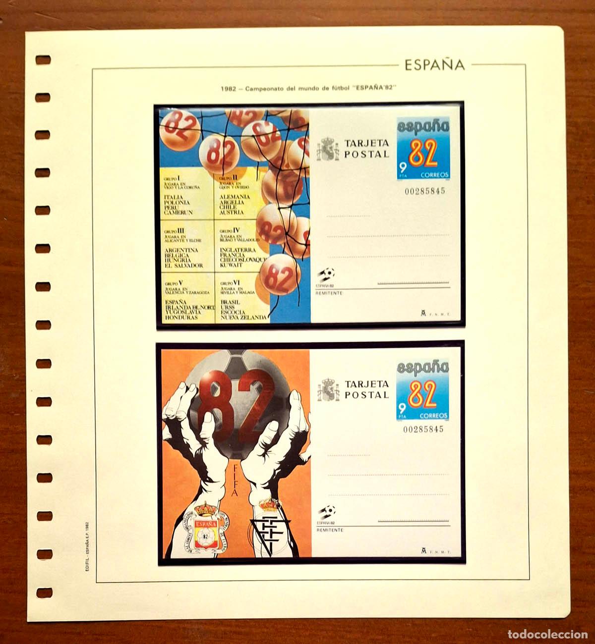 Sellos: 1982, Hoja Edifil con enteros postales1982