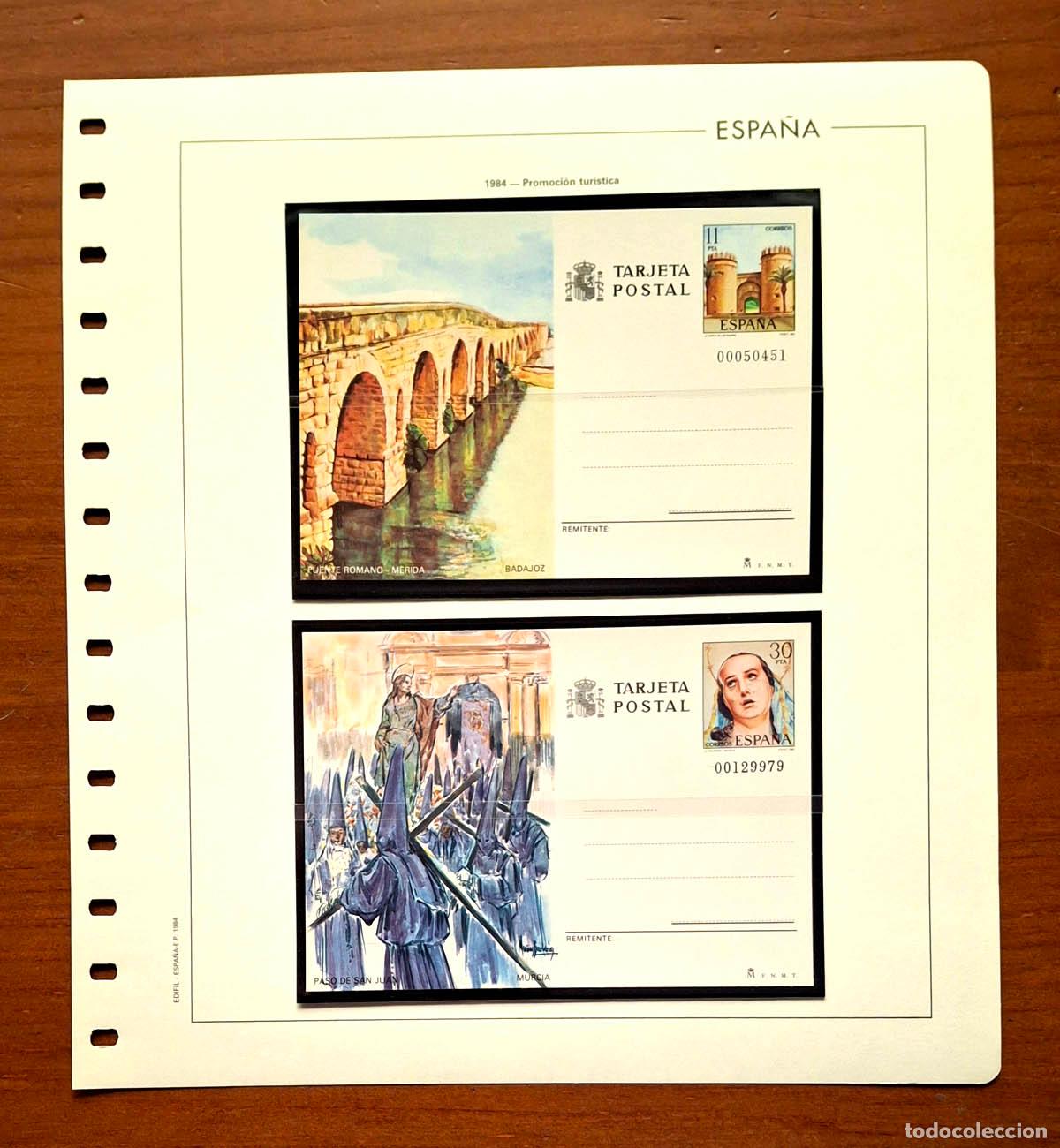 Sellos: 1984, Hoja Edifil con enteros postales1984