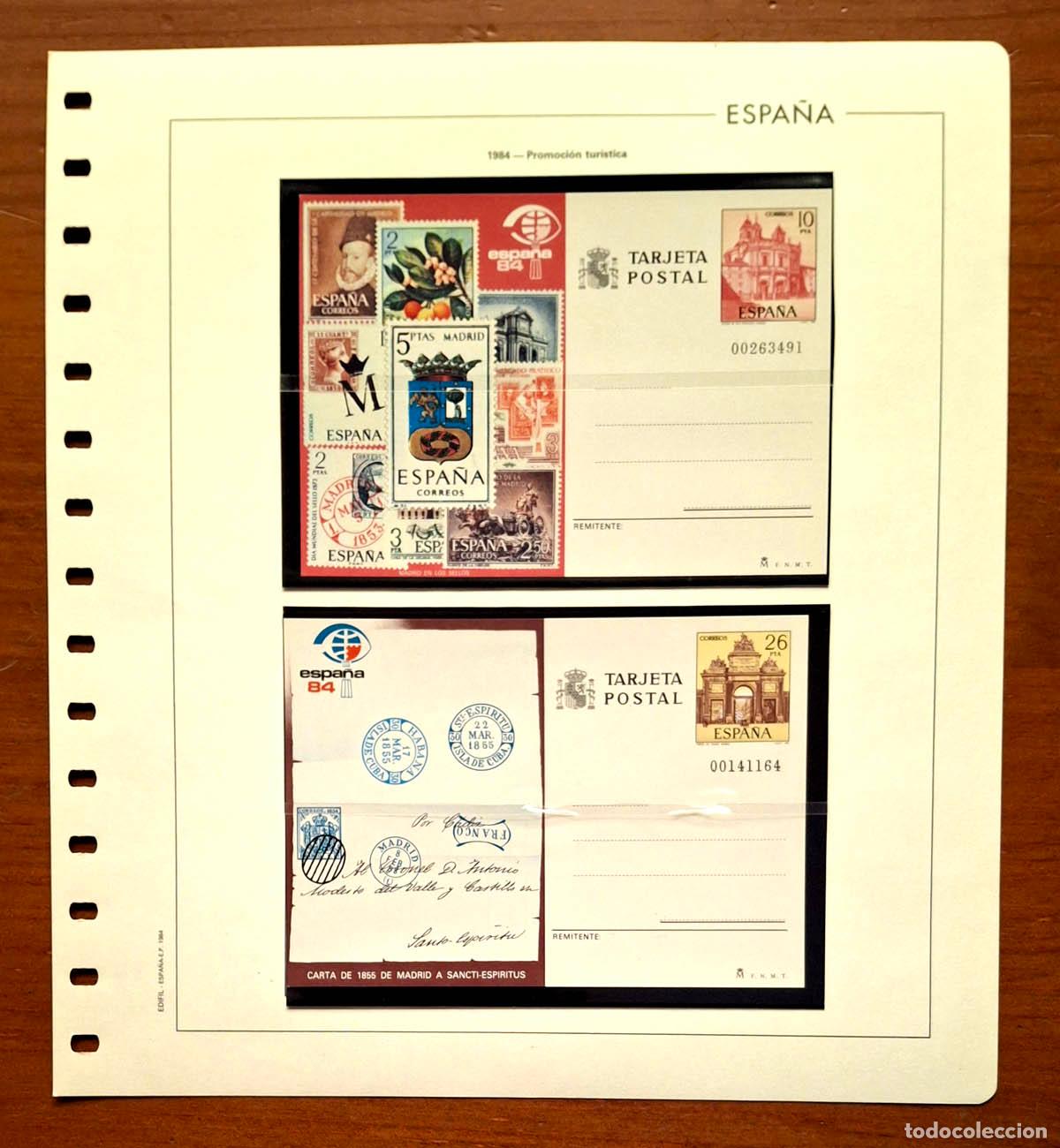 Sellos: 1984, Hoja Edifil con enteros postales1984