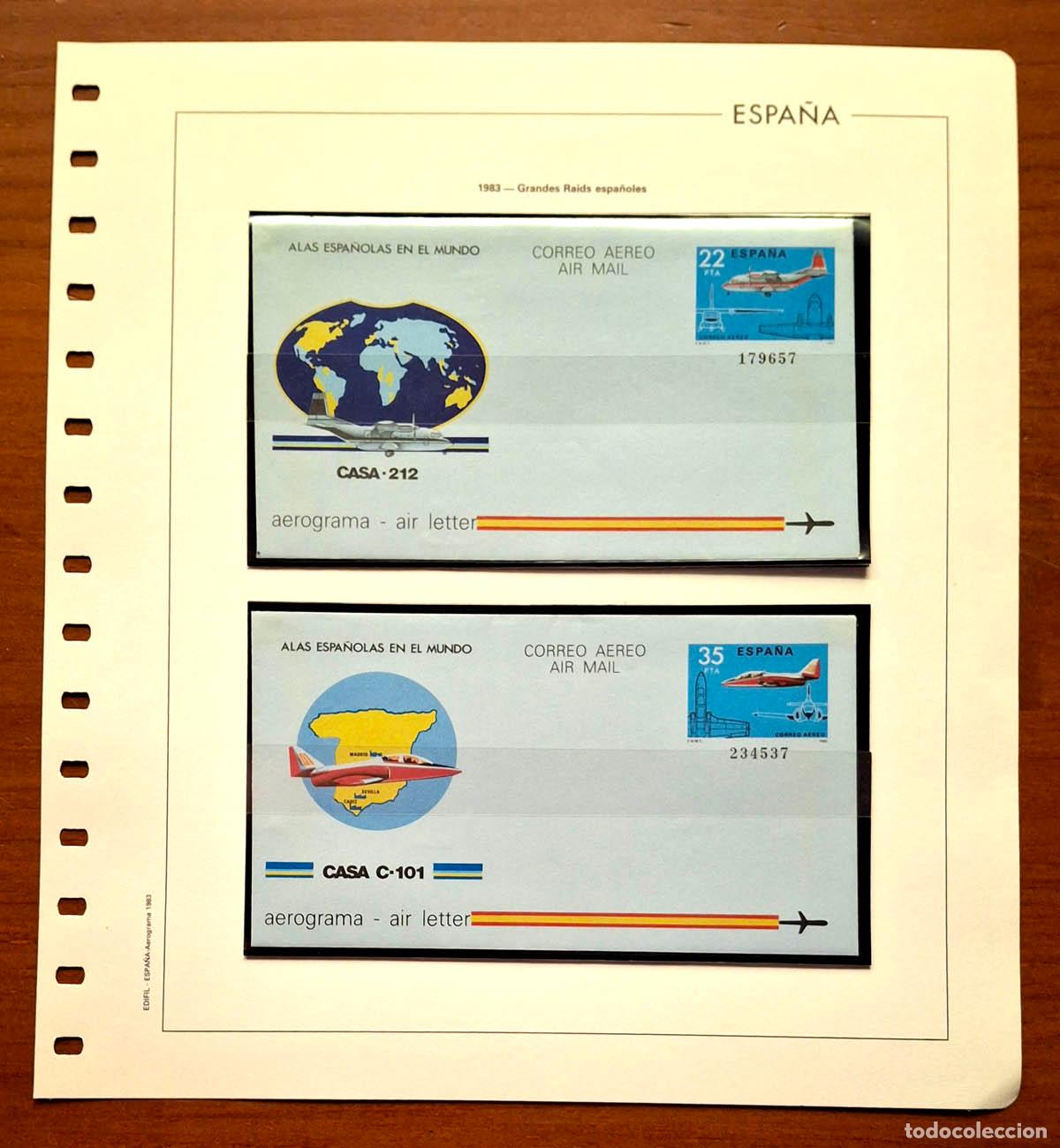Sellos: 1983, Hoja Edifil con Aerogramas