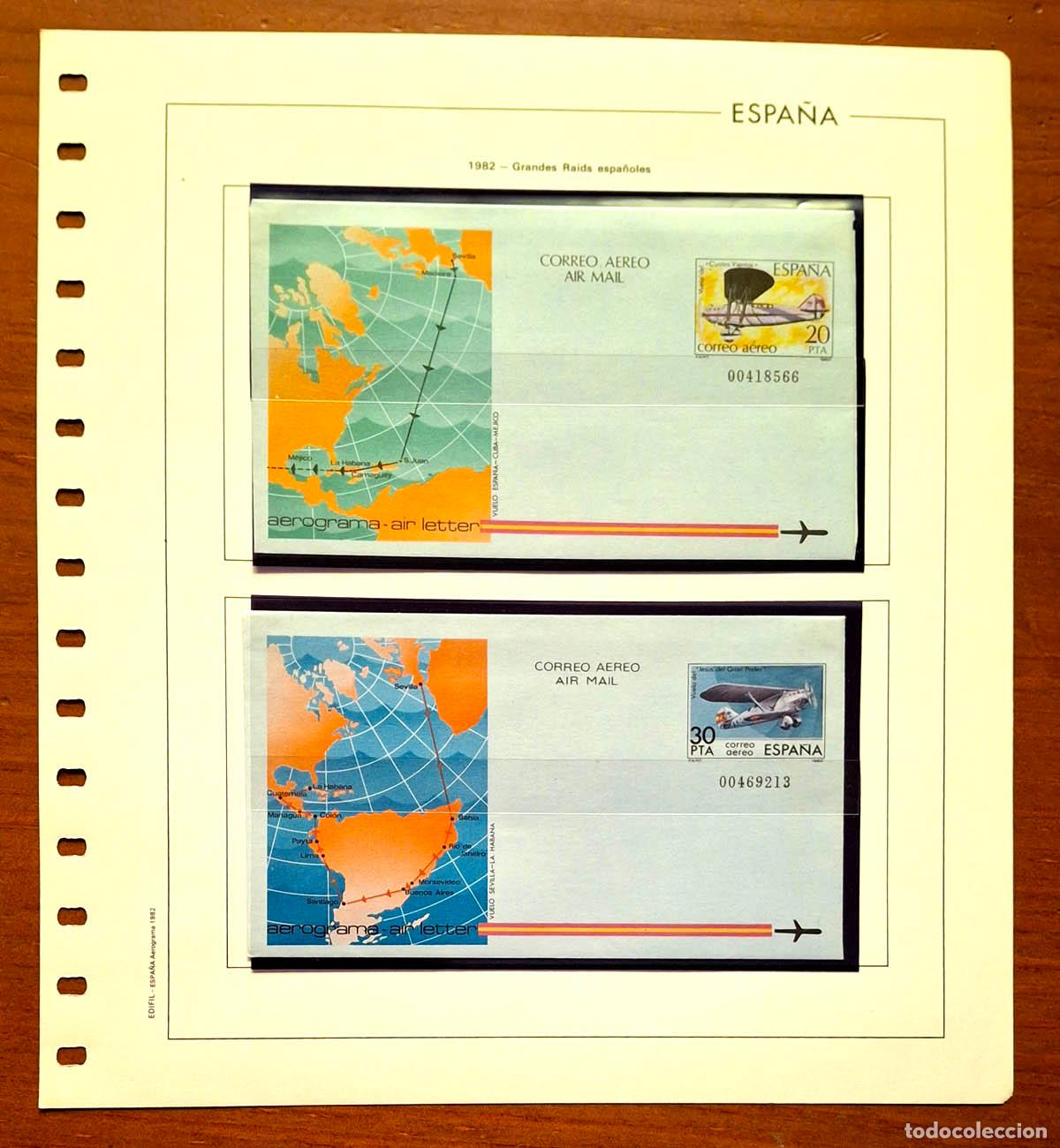 Sellos: 1982, Hoja Edifil con Aerogramas