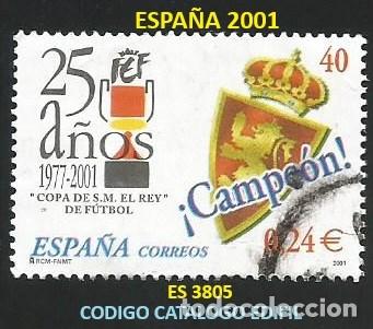 Sellos: ESPA&Ntilde;A 2001 - ES 3805 - ZARAGOZA CAMPEON COPA DEL REY - 1 SELLO USADO