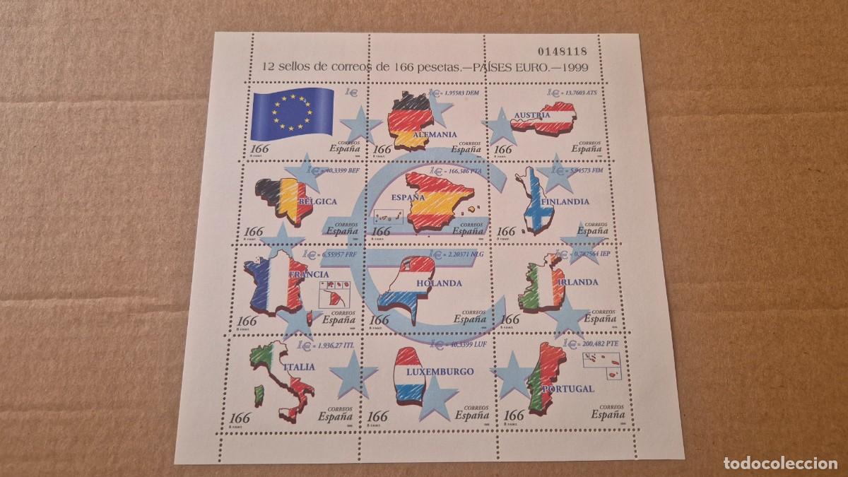 Sellos: LOTE SELLOS ESPA&Ntilde;A A&Ntilde;O 1999 MINIPLIEGO PAISES DEL EURO