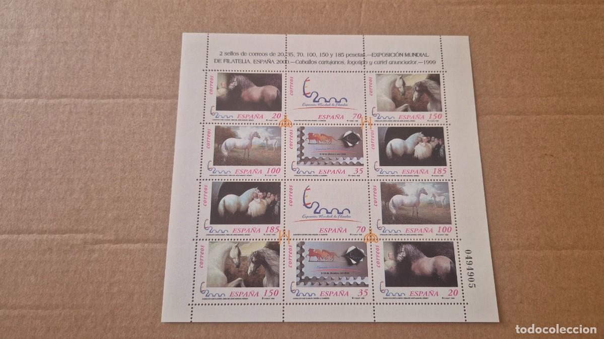 Sellos: LOTE SELLOS ESPA&Ntilde;A A&Ntilde;O 1999 MINIPLIEGO EXPOSICION MUNDIAL ESPA&Ntilde;A 2000 12 VALORES CABALLOS CARTUJANOS