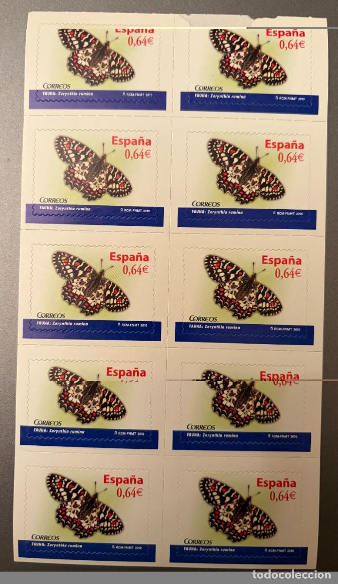 Sellos: ESPA&Ntilde;A, SPAIN, A&Ntilde;O 2010, EDIFIL 4536H, MARIPOSA, BLQ 10 SELLOS DE CARNET, CATALOGO 20,00 &euro;