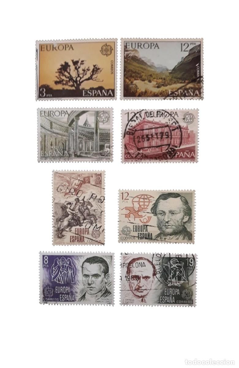Sellos: EUROPA CEPT. ESPA&Ntilde;A 1977- 1978- 1979- 1980. 4 SERIES COMPLETAS. USADO.