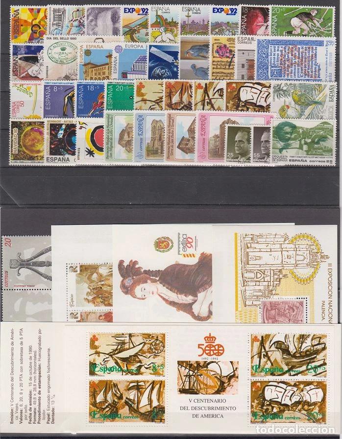 Sellos: ESPA&Ntilde;A. A&Ntilde;O 1990 COMPLETO. NUEVO SIN CHARNELA. CON HB Y CARNET (222-6)