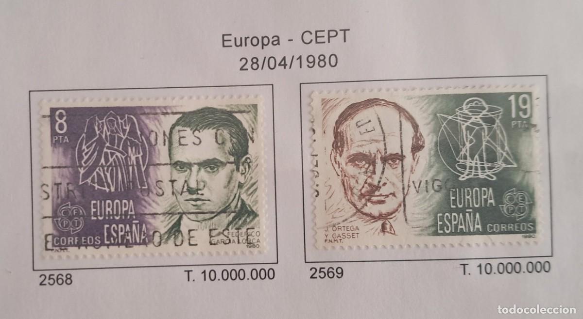 Sellos: serie completa de sellos usados de Espa&ntilde;a, Europa-CEPT, edifil 2568-2569, a&ntilde;o 1980.
