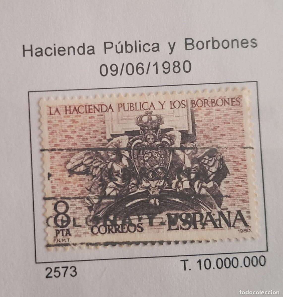 Sellos: sello de Espa&ntilde;a usado, hacienda p&uacute;blica y Borbones, edifil 2573, a&ntilde;o 1980.