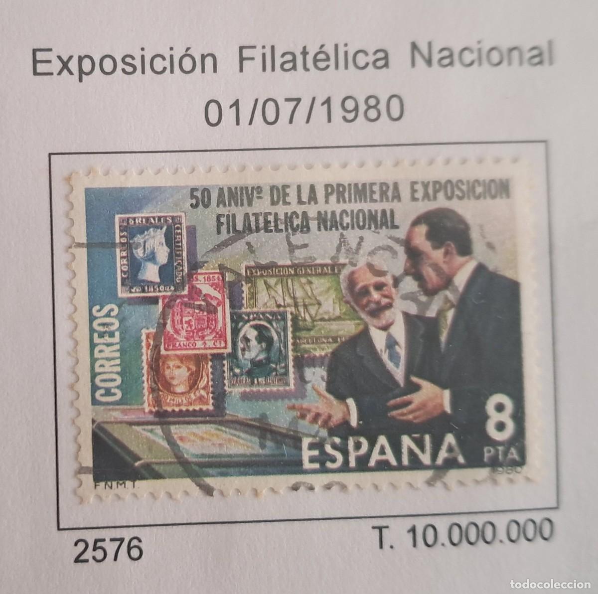 Sellos: sello de Espa&ntilde;a usado, exposici&oacute;n filat&eacute;lica nacional, edifil 2576, a&ntilde;o 1980.