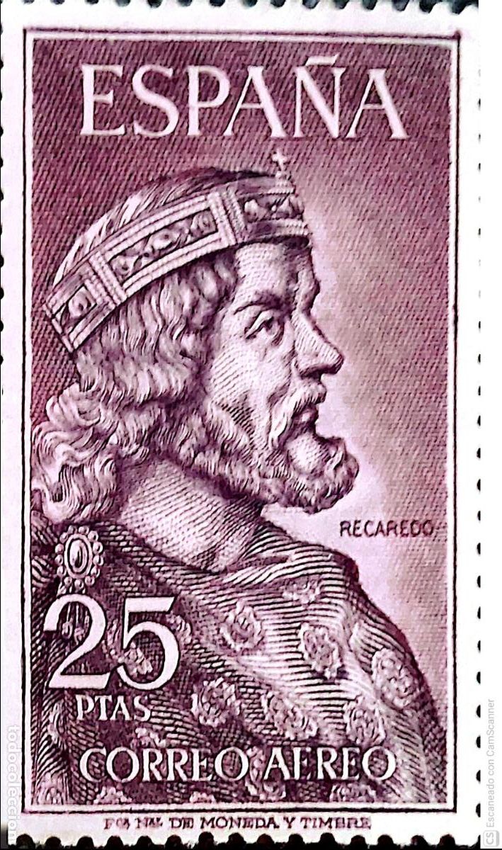 Sellos: Espa&ntilde;a. 1538 Personajes: Recaredo I. 1963 Sellos nuevos y numeraci&oacute;n Edifil.