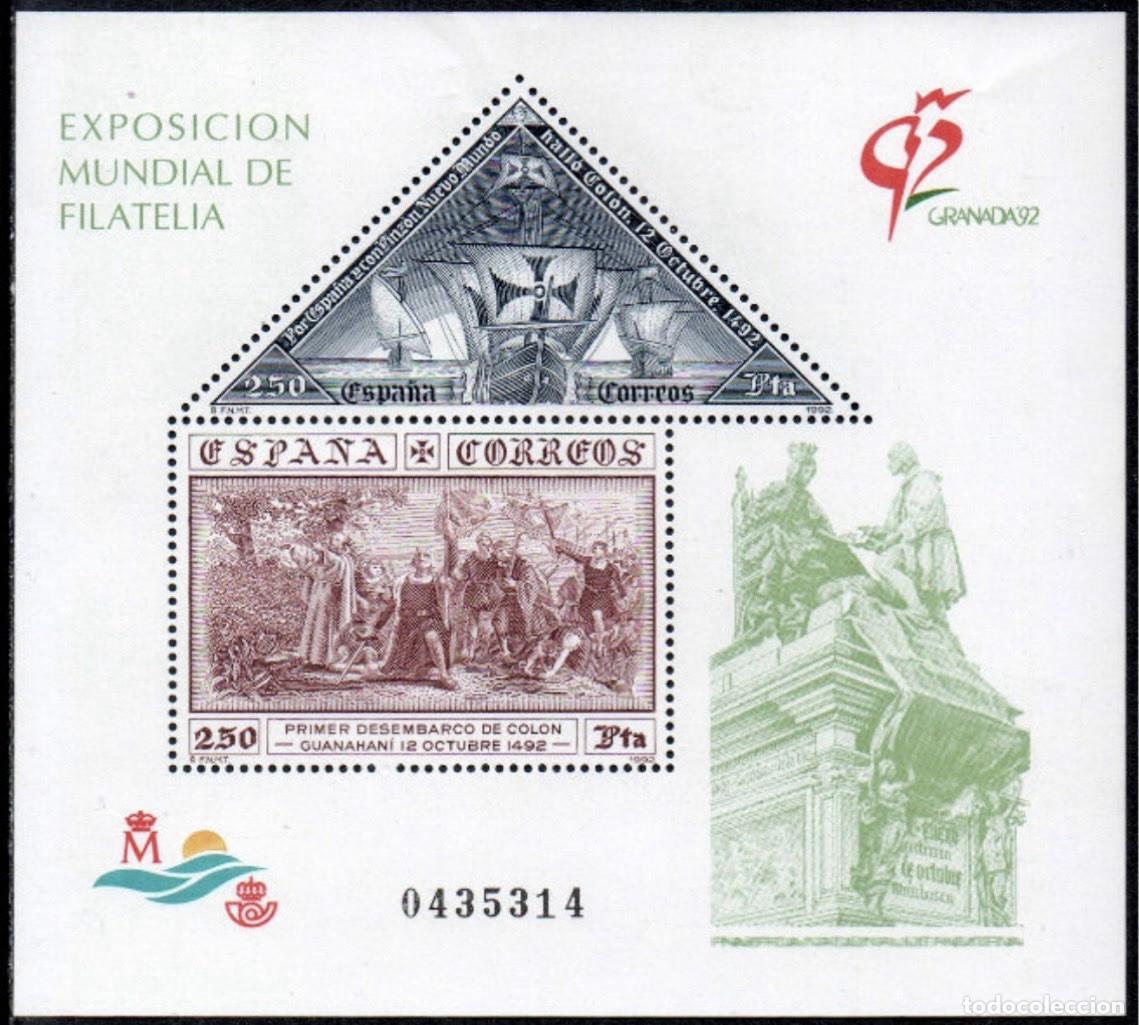 Sellos: 1992 EDIFIL 3195** HOJA NUEVA SIN CHARNELA. EXP GRANADA 92 (222-6)