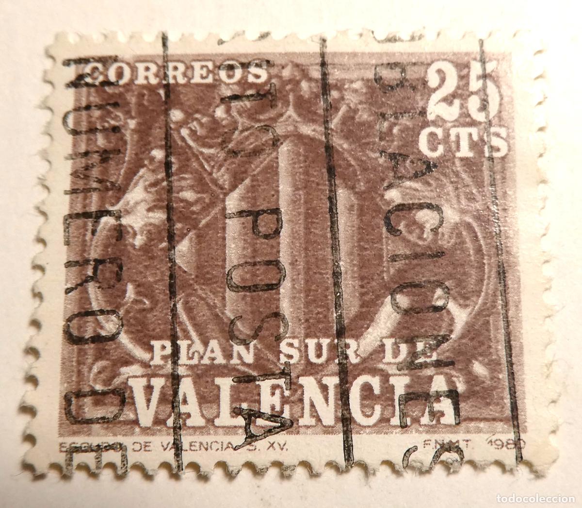 Sellos: Sello postal 25 c&eacute;ntimos 1980 ,Plan Sur de Valencia