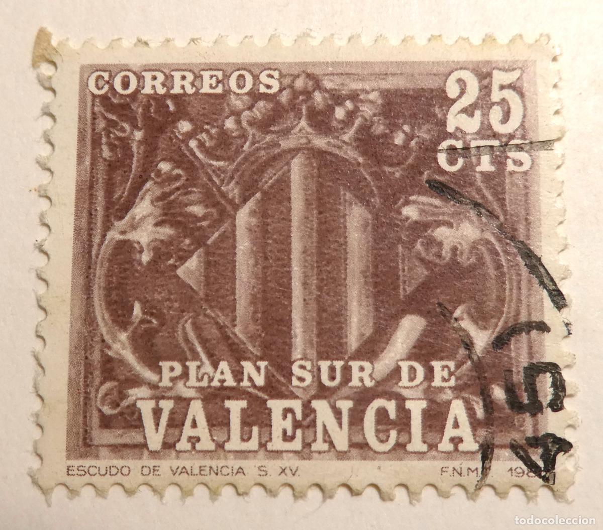 Sellos: Sello postal 25 c&eacute;ntimos 1980 ,Plan Sur de Valencia