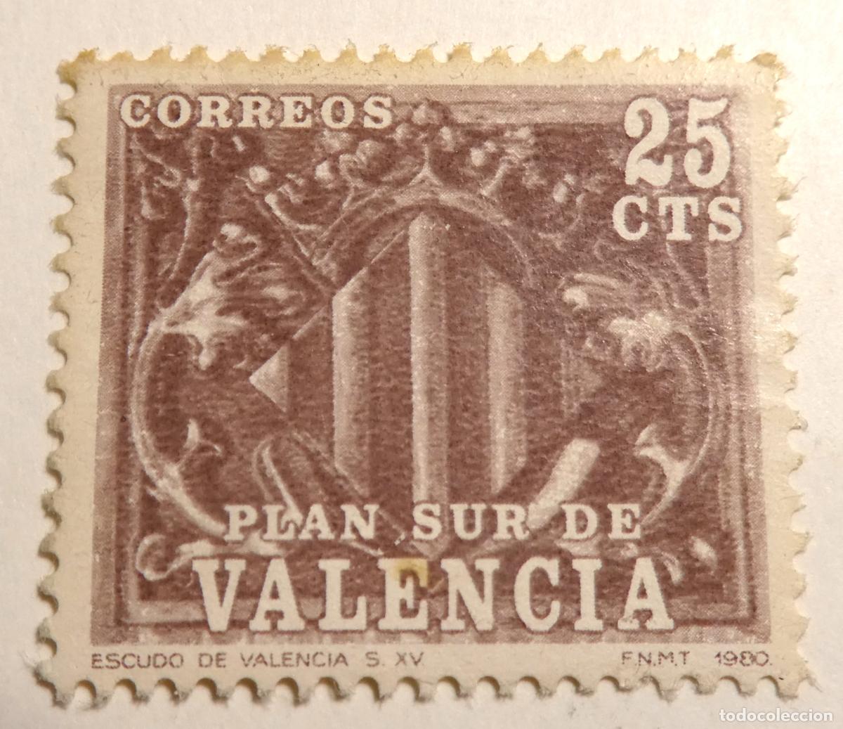 Sellos: Sello postal 25 c&eacute;ntimos 1980 ,Plan Sur de Valencia