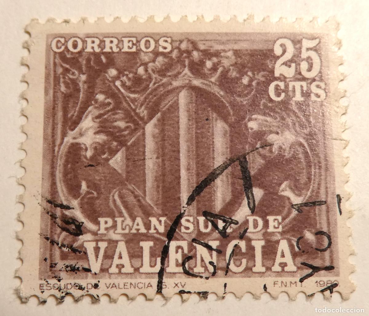 Sellos: Sello postal 25 c&eacute;ntimos 1980 ,Plan Sur de Valencia