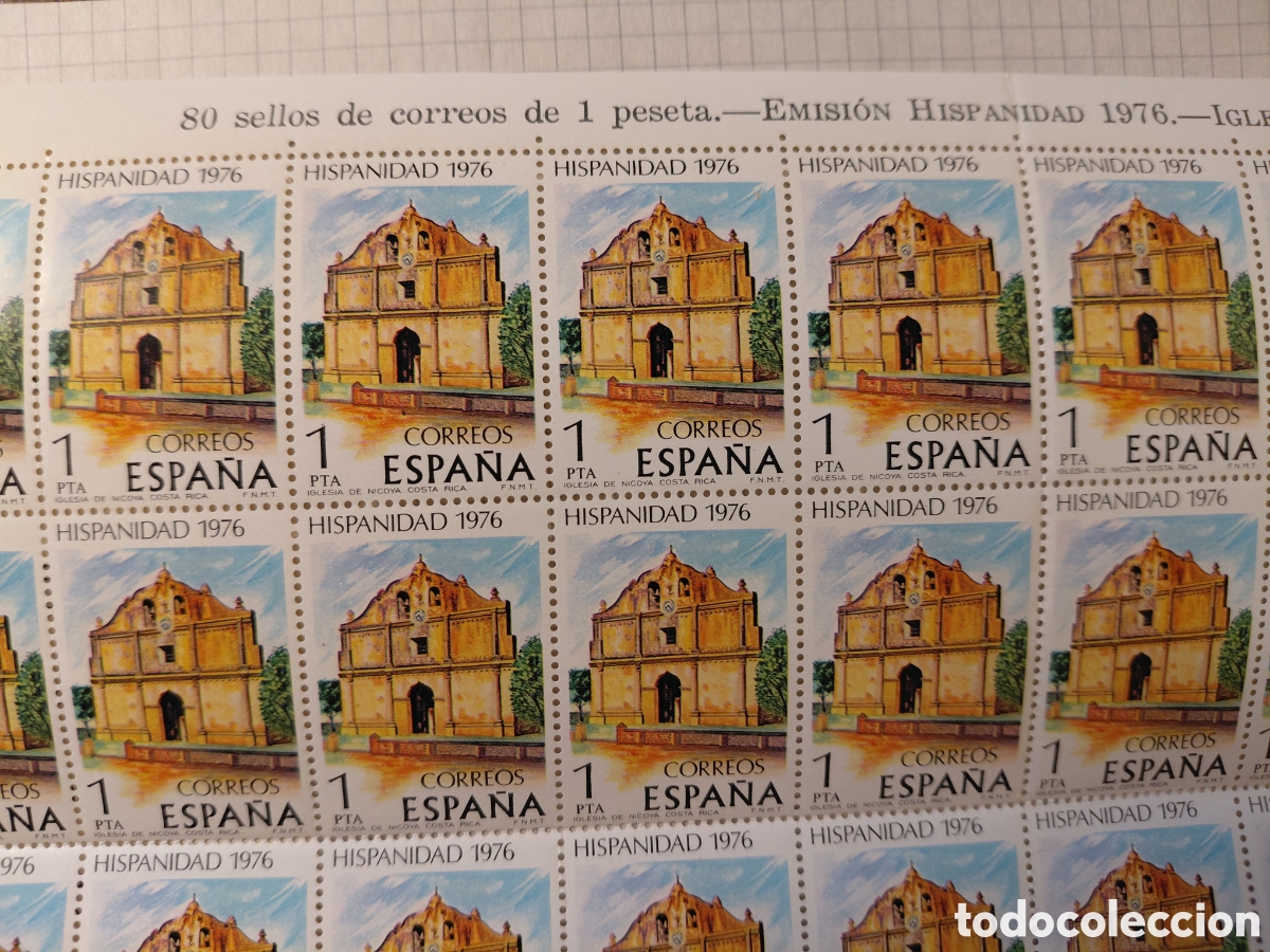 Sellos: Pliego 80x1 pta iglesia Nicoya Costa Rica 1976