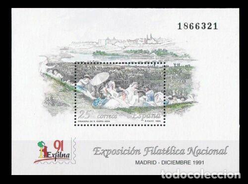 Sellos: Edifil 3145 Hojita Exposici&oacute;n Filat&eacute;lica Nacional EXFILNA'91 1991 nuevos sin charnela MNH **