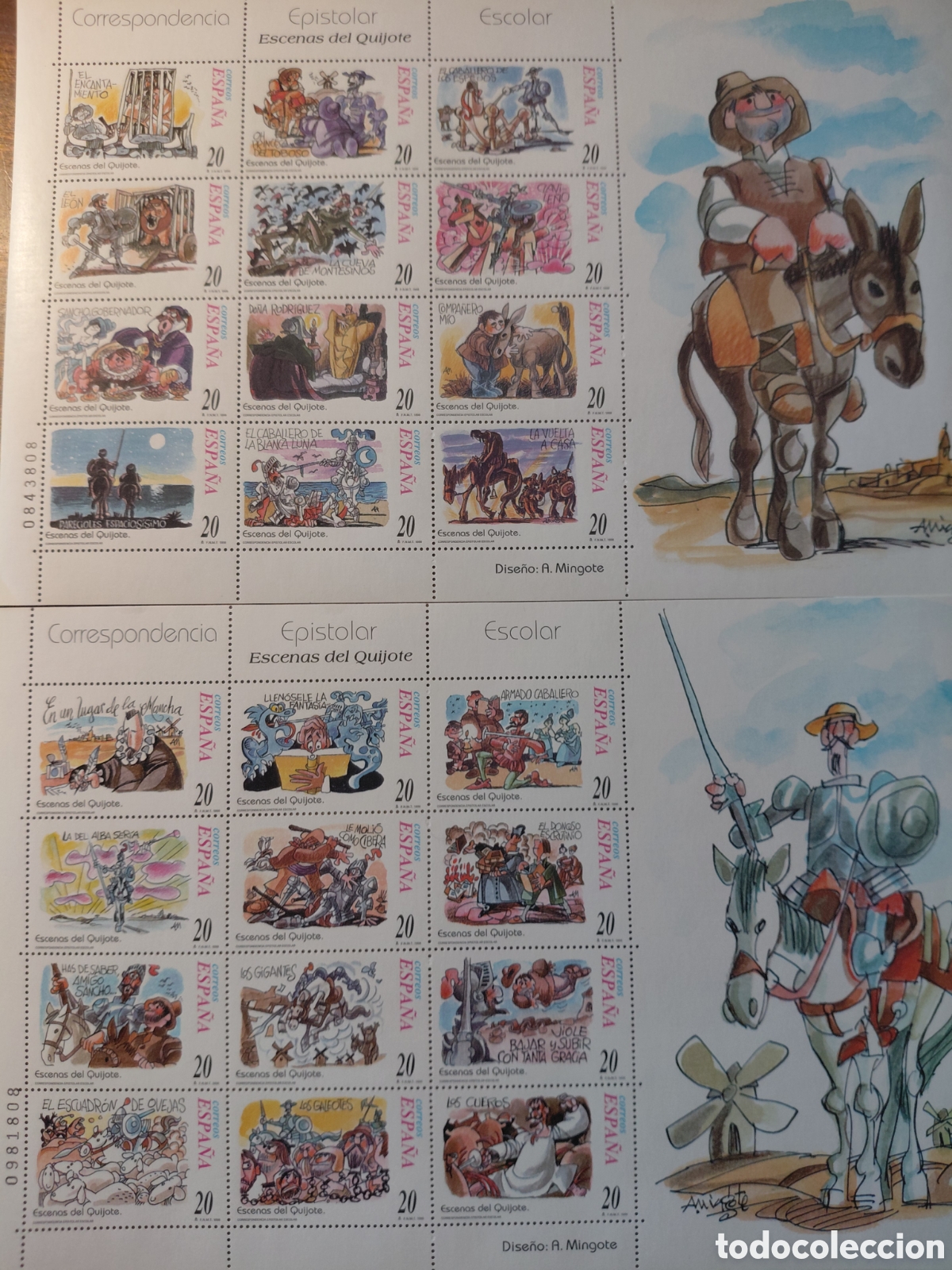 Sellos: Pliegos 12x20 pts escenas del Quijote 1998