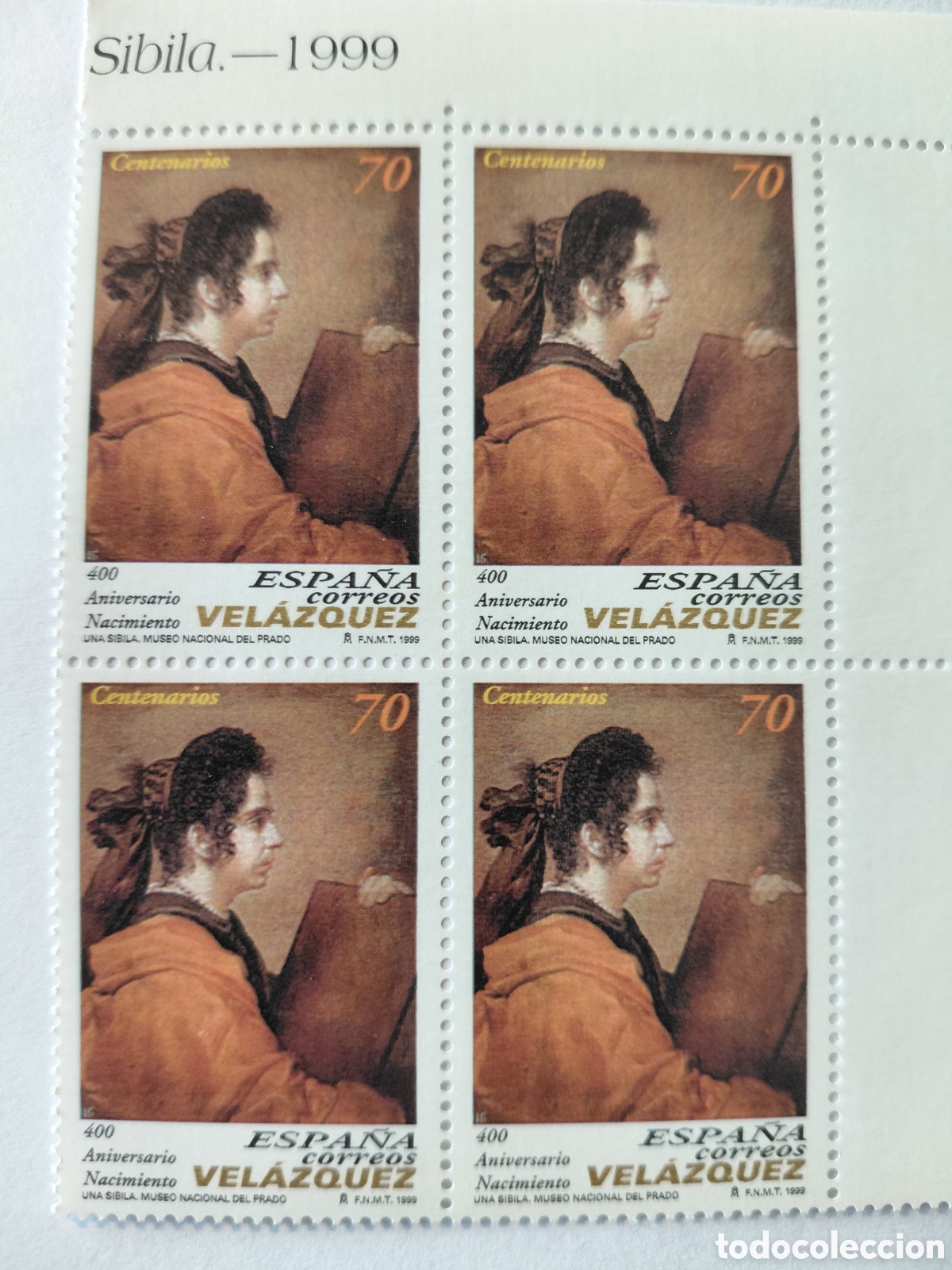 Sellos: Bloques 4x70 pts Nacimiento de Celazquez 1999