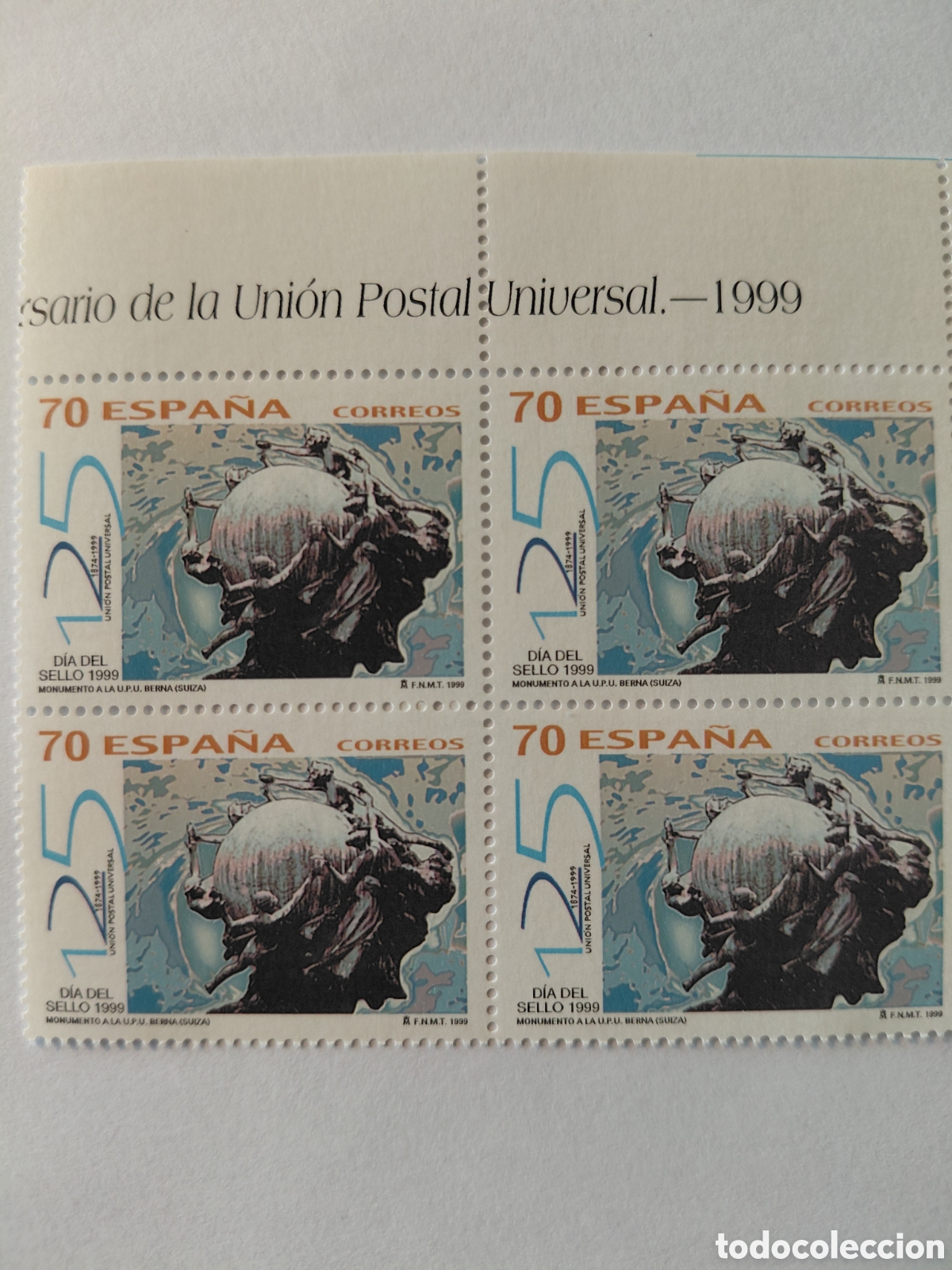 Sellos: Bloque 4x70 pts Dia del sello 1999