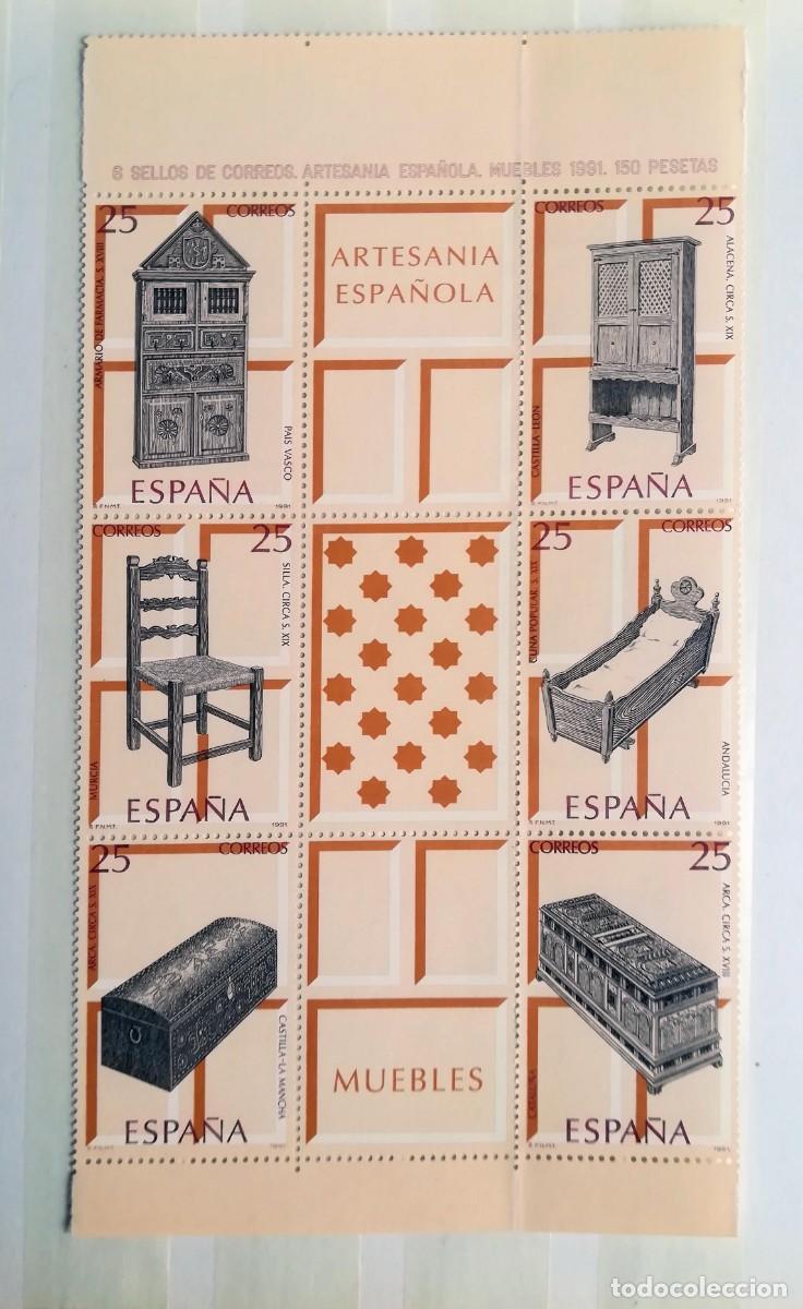 Sellos: Espa&ntilde;a/Spain 1991 Artesan&iacute;a espa&ntilde;ola. Muebles. Hoja bloque. Nuevo MNH