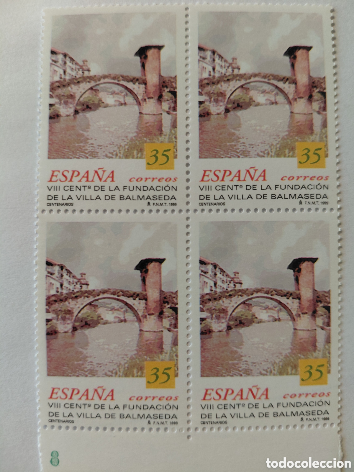 Sellos: Bloque 4x35 pts VIII centenario Balmaseda 1999