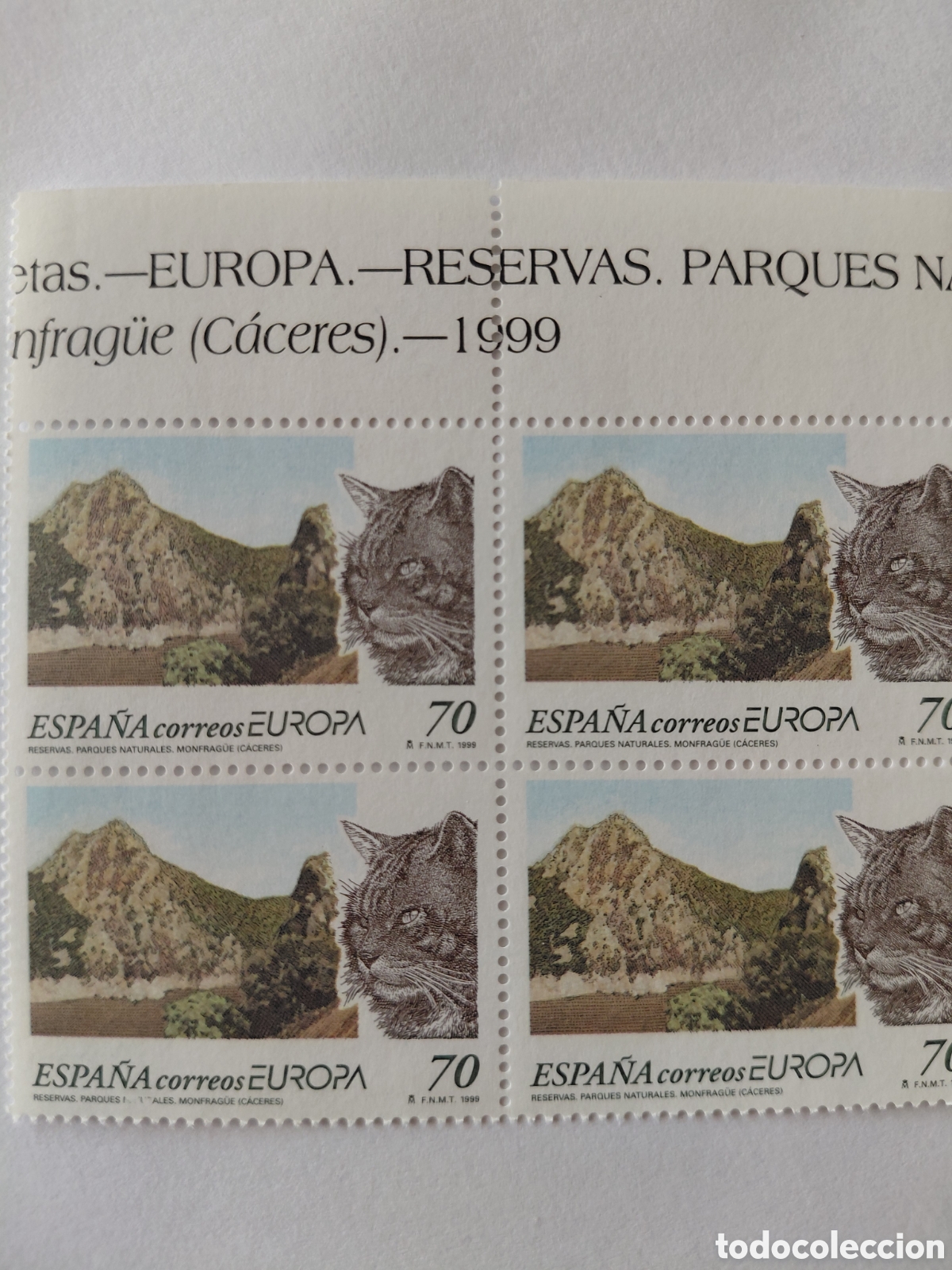 Sellos: Bloque 4x70 pts Monfrague 1999