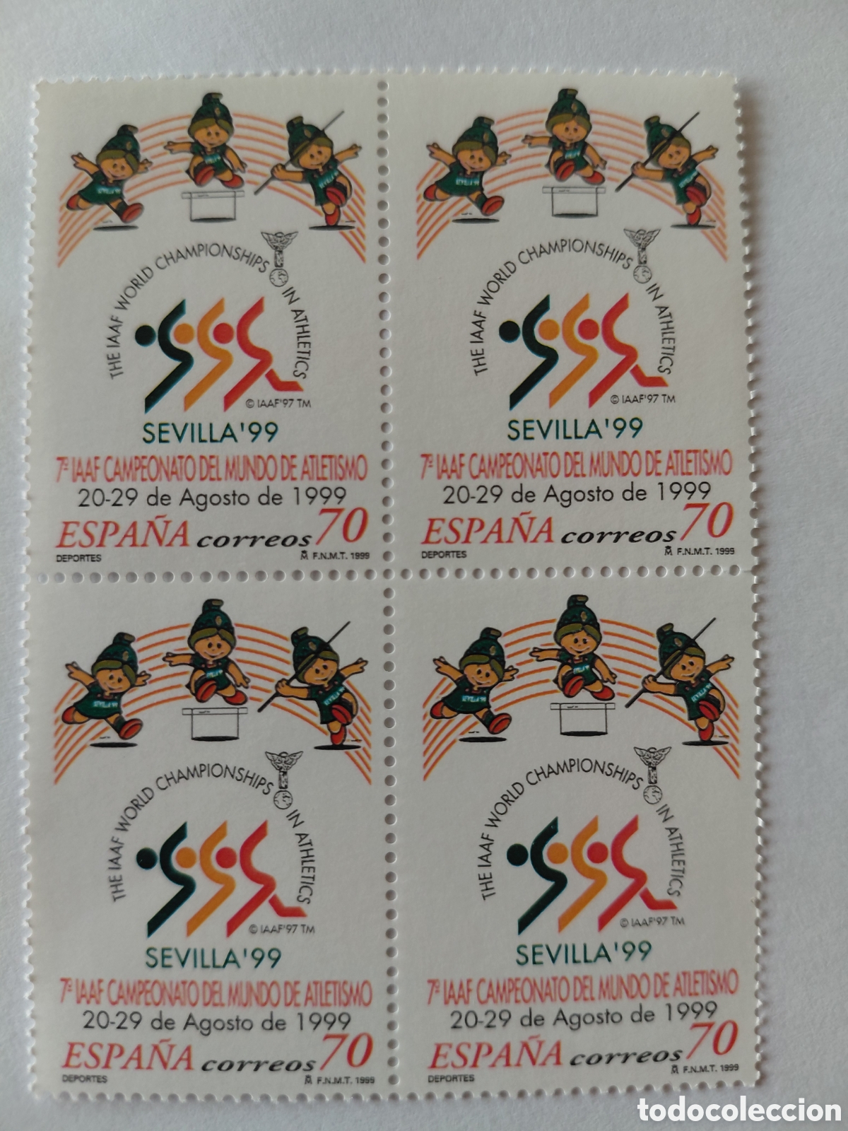 Sellos: Bloque 4x70 pts Campeonato del mundo atletismo 1999