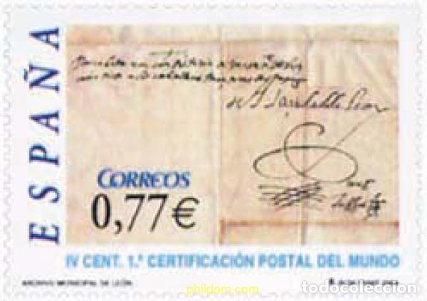 Sellos: 144556 MNH ESPA&Ntilde;A 2004 DIA DEL SELLO. 4 CENTENARIO DE LA PRIMERA CERTIFICACION POSTAL DEL MUNDO