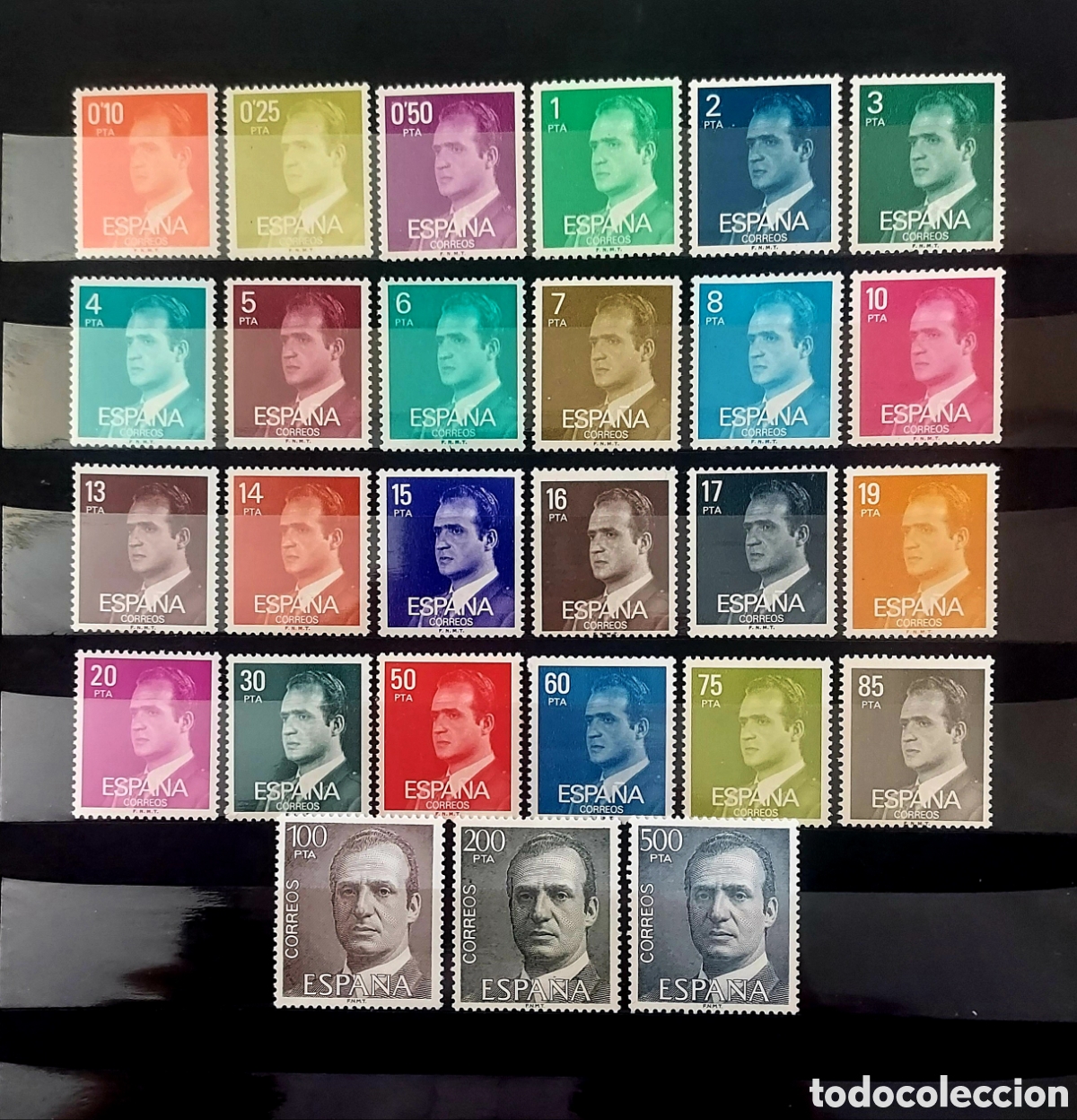 Sellos: ESPA&Ntilde;A SERIE COMPLETA 27 SELLOS VALORES 1982 1990 JUAN CARLOS EMITIDOS EN PAPEL FOSFORO