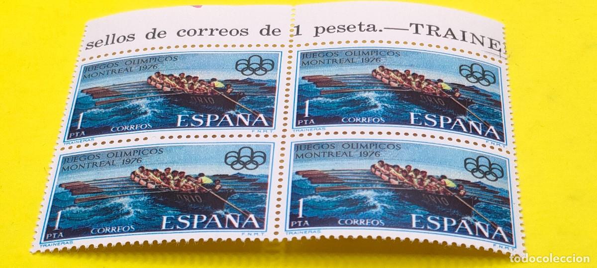 Sellos: Espa&ntilde;a 1976. Edifil 2340. XXI Juegos Ol&iacute;mpicos Montreal. Traineras. Nuevos. Bloque de 4