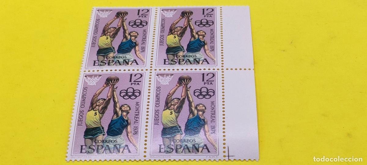 Sellos: Espa&ntilde;a 1976. Edifil 2343. XXI Juegos Ol&iacute;mpicos Montreal. Baloncesto. Nuevos. Bloque de 4