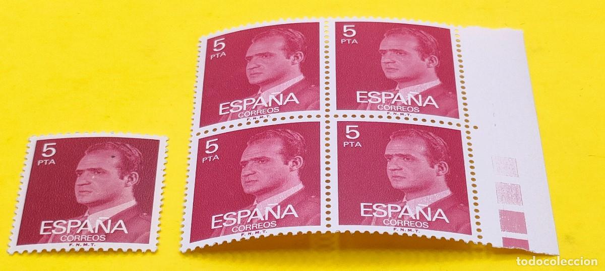 Sellos: Espa&ntilde;a 1976. Edifil 2347. Juan Carlos I. Efigie del Rey. Nuevos. Bloque de 4 y 1 suelto